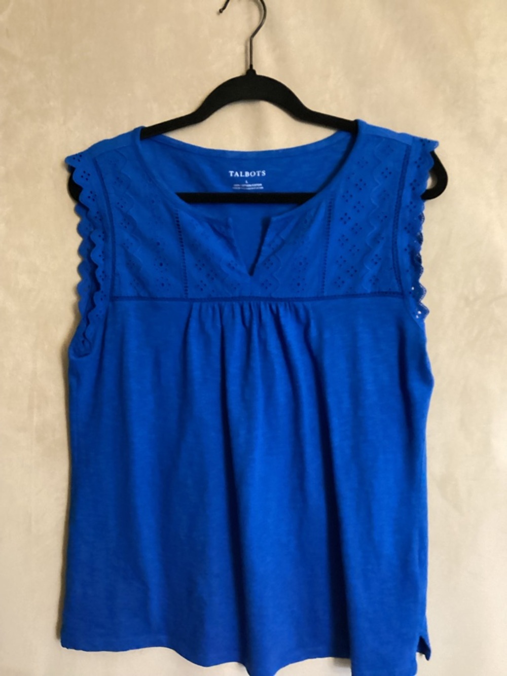 Talbots Cobalt Eyelet Trim Sleeveless Top